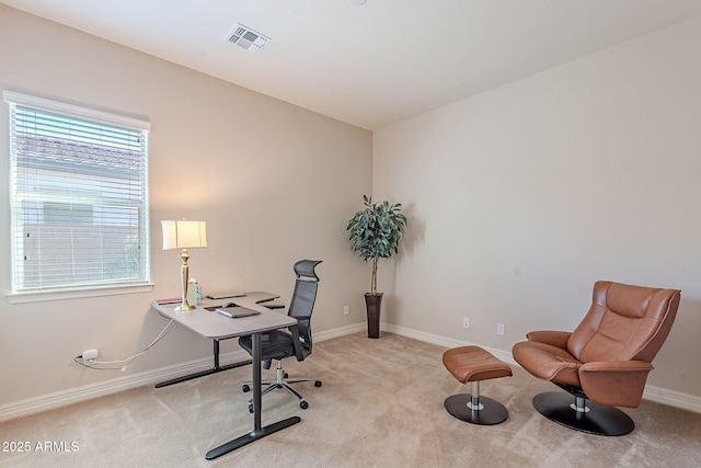 view of carpeted office space