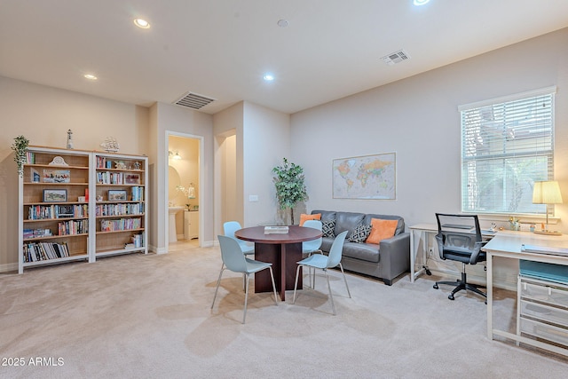 view of carpeted office space