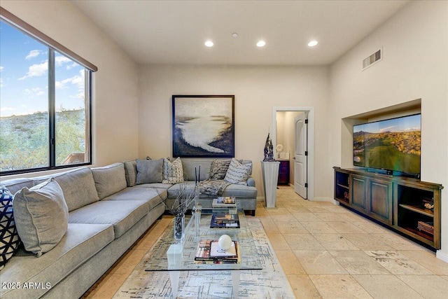 living room featuring a wealth of natural light