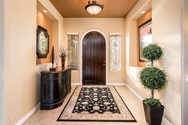 view of tiled foyer entrance