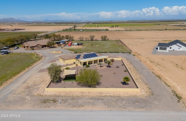 aerial view featuring a mountain view and a rural view