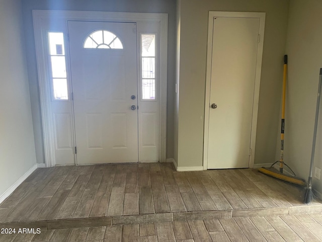 foyer entrance featuring hardwood / wood-style flooring