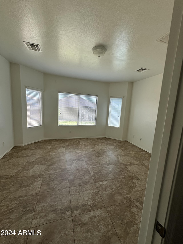 spare room featuring a healthy amount of sunlight and a textured ceiling