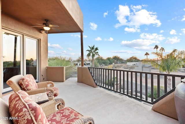 balcony with ceiling fan