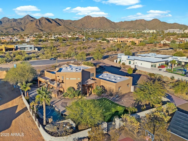 bird's eye view with a mountain view