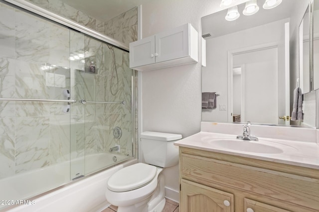 24832 S Boxwood Dr, Sun Lakes, AZ 85248 - bathroom featuring visible vents, vanity, toilet, and enclosed tub / shower combo