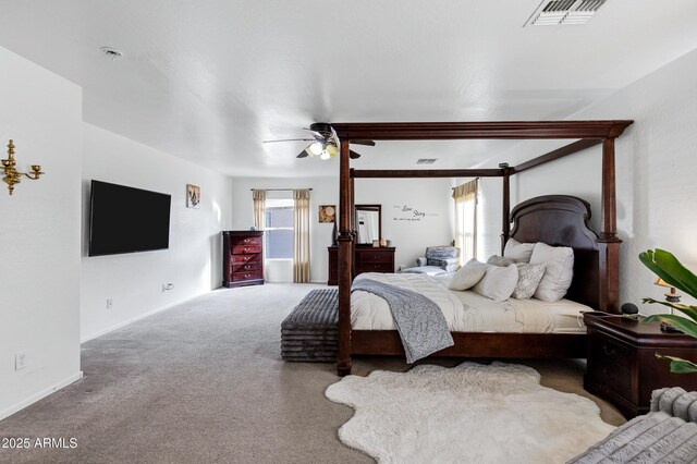 28014 N Jade St, San Tan Valley, AZ 85143 - bedroom featuring carpet flooring, a ceiling fan, baseboards, and visible vents