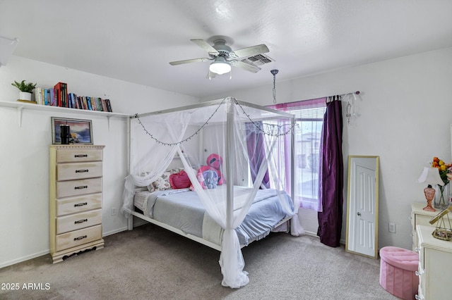 28014 N Jade St, San Tan Valley, AZ 85143 - bedroom with a ceiling fan, light colored carpet, and visible vents