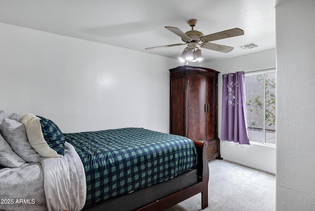 28014 N Jade St, San Tan Valley, AZ 85143 - carpeted bedroom with baseboards, visible vents, and ceiling fan