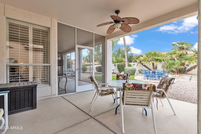 view of patio with ceiling fan