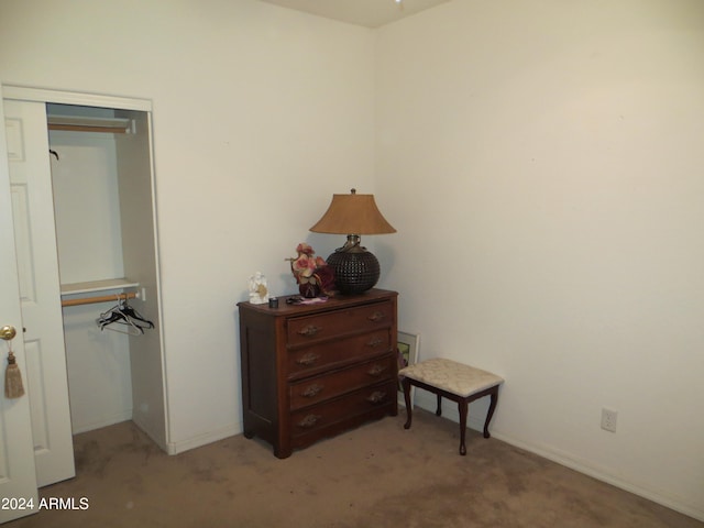 carpeted bedroom with a closet