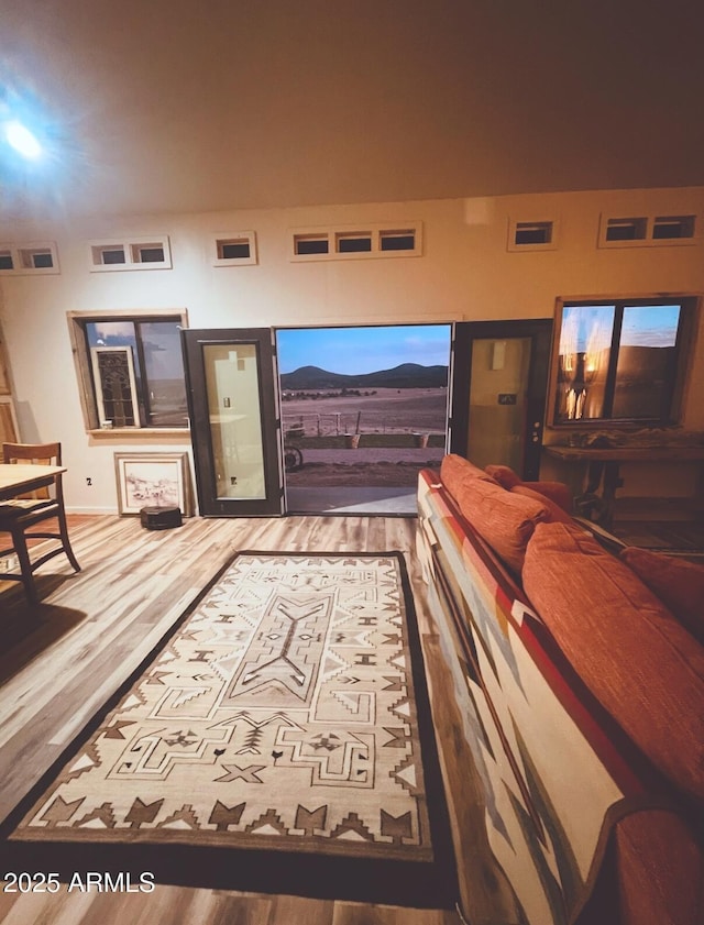 living room with wood finished floors