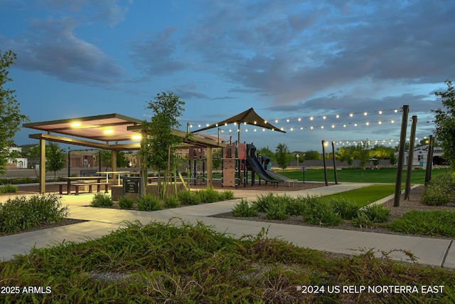 communal playground with a gazebo