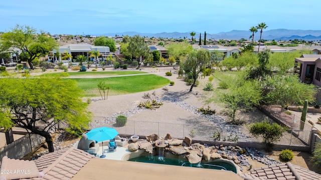 view of community featuring a mountain view