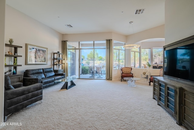 living room with carpet