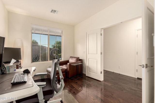 2149 E Aire Libre Ave, Phoenix, AZ 85022 - home office with dark wood-style floors and baseboards
