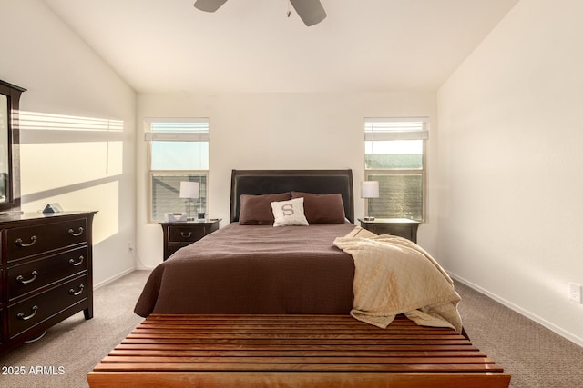 2149 E Aire Libre Ave, Phoenix, AZ 85022 - bedroom with carpet flooring, multiple windows, lofted ceiling, and ceiling fan