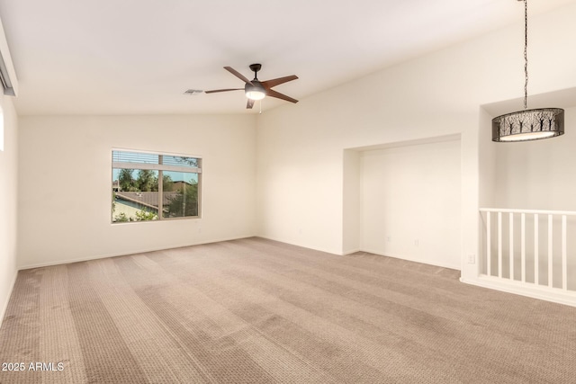 2149 E Aire Libre Ave, Phoenix, AZ 85022 - spare room featuring carpet, a ceiling fan, and vaulted ceiling