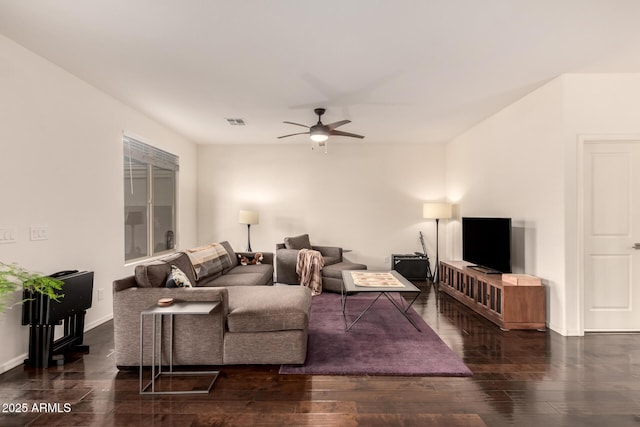 2149 E Aire Libre Ave, Phoenix, AZ 85022 - living room with ceiling fan and hardwood / wood-style floors