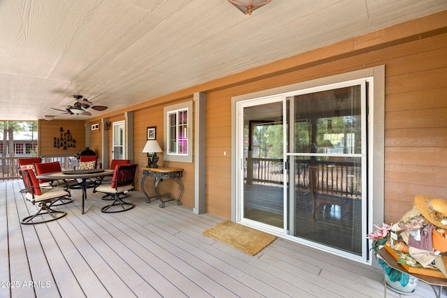 2080 W Pine Grove Dr, Show Low, AZ 85901 - deck featuring outdoor dining space and ceiling fan