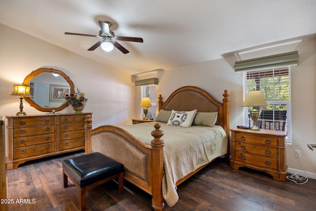 2080 W Pine Grove Dr, Show Low, AZ 85901 - bedroom featuring wood finished floors, lofted ceiling, and ceiling fan
