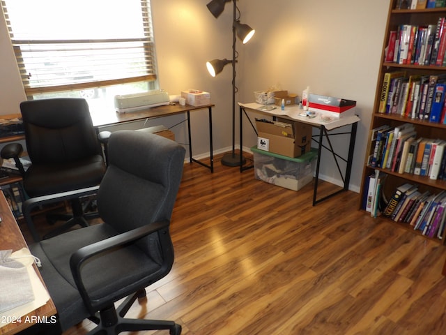 office with wood-type flooring