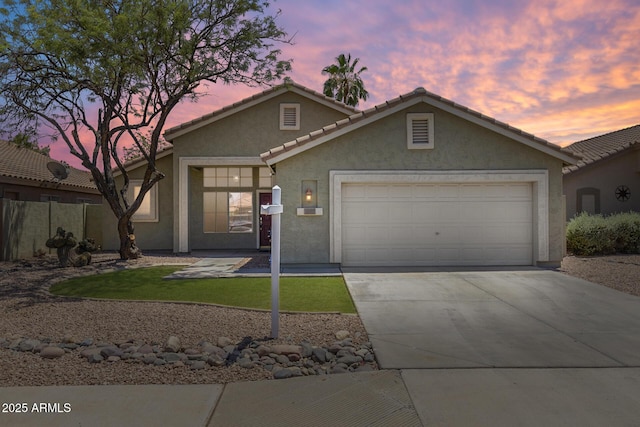 1037 E Baylor Ln, Gilbert, AZ 85296 - single story home with a garage, driveway, stucco siding, and a tile roof