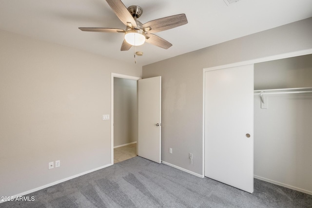 1037 E Baylor Ln, Gilbert, AZ 85296 - unfurnished bedroom with carpet floors, a closet, and a ceiling fan