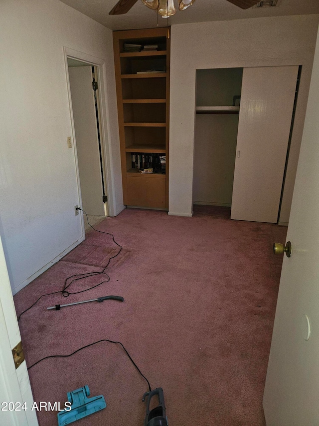 bedroom featuring ceiling fan and carpet flooring