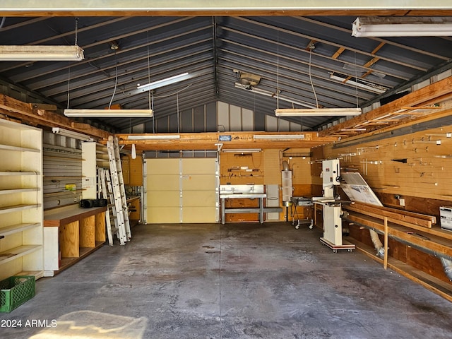 garage featuring water heater