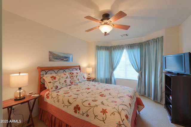 bedroom with carpet and ceiling fan