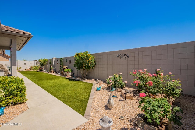 view of yard featuring a fenced backyard