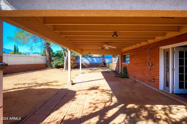 view of patio with ceiling fan