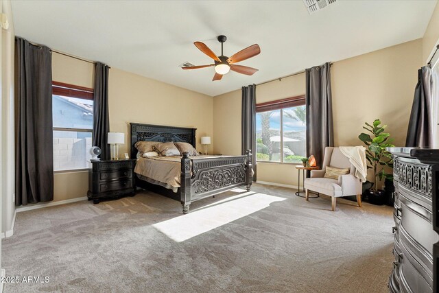 27308 N 56th Dr, Phoenix, AZ 85083 - bedroom featuring baseboards, light carpet, and a ceiling fan