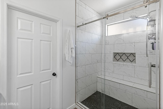 full bathroom featuring a stall shower