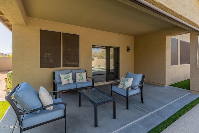 view of patio with an outdoor living space