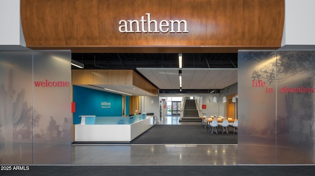 reception area featuring stairs