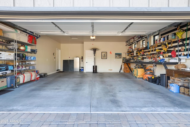 garage with a garage door opener