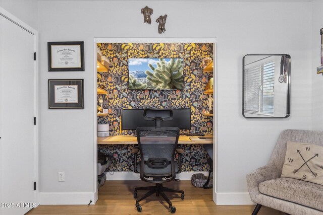 home office featuring wood-type flooring