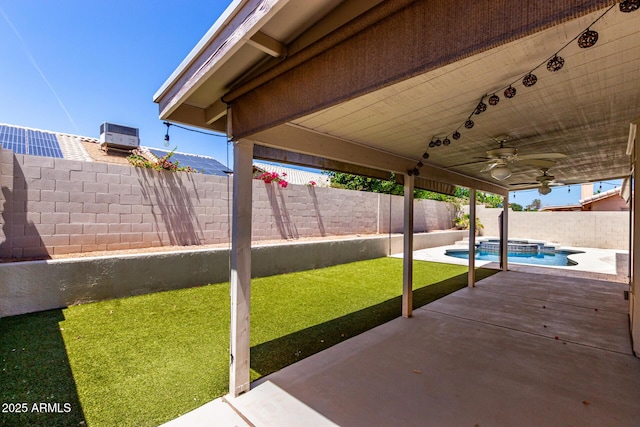 8500 W Saint John Rd, Peoria, AZ 85382 - view of patio / terrace with ceiling fan and a pool with connected hot tub