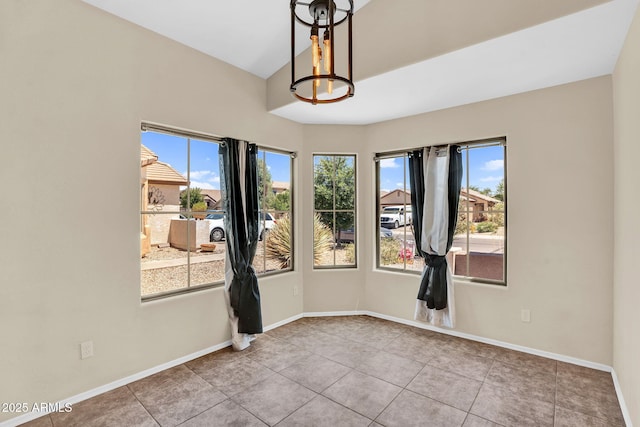 2738 E Silversmith Trl, San Tan Valley, AZ 85143 - tiled empty room featuring baseboards and lofted ceiling