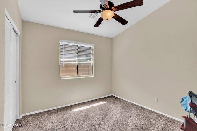 2738 E Silversmith Trl, San Tan Valley, AZ 85143 - unfurnished bedroom featuring carpet, a closet, baseboards, and a ceiling fan