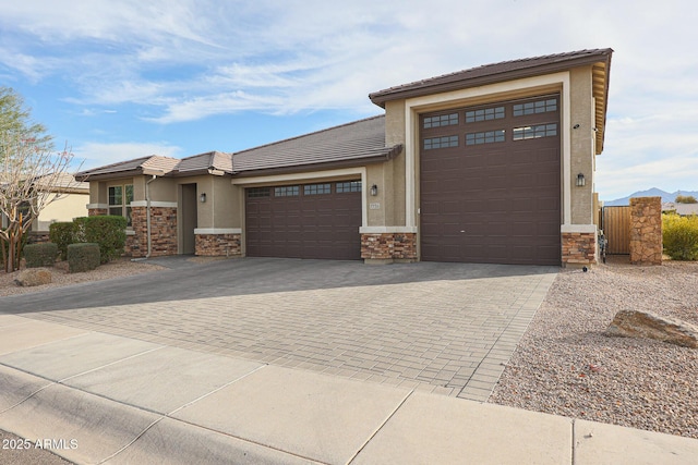 prairie-style home with a garage