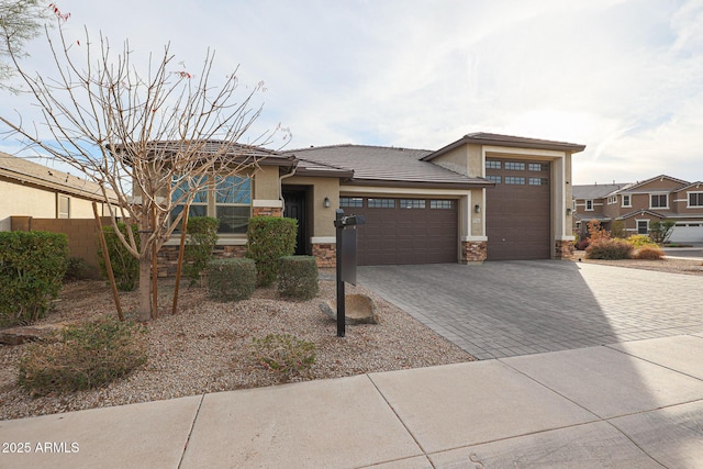 prairie-style home with a garage