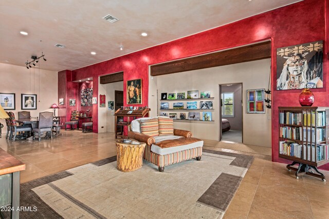 interior space with light tile patterned floors