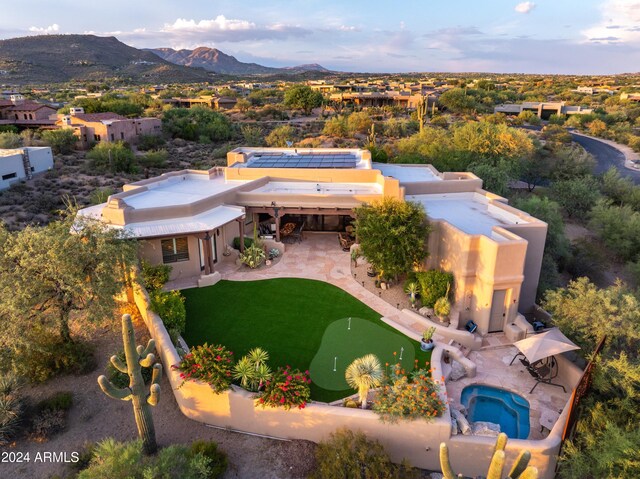 drone / aerial view with a mountain view