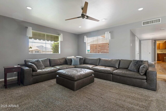 4304 W Calle Poco, Laveen, AZ 85339 - living area featuring ceiling fan, recessed lighting, and carpet floors
