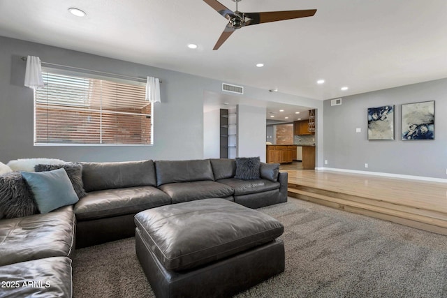 4304 W Calle Poco, Laveen, AZ 85339 - living area with recessed lighting, a ceiling fan, baseboards, and light wood finished floors