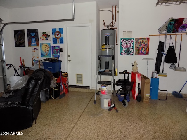 garage featuring electric water heater