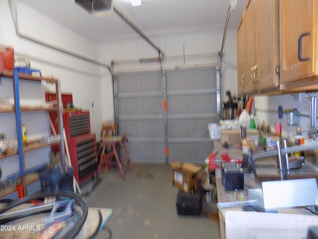 garage with a garage door opener